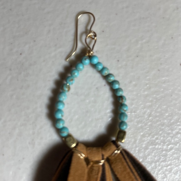 Killamerch Handmade Stone Drop Leather Earring - Picture 2 of 6